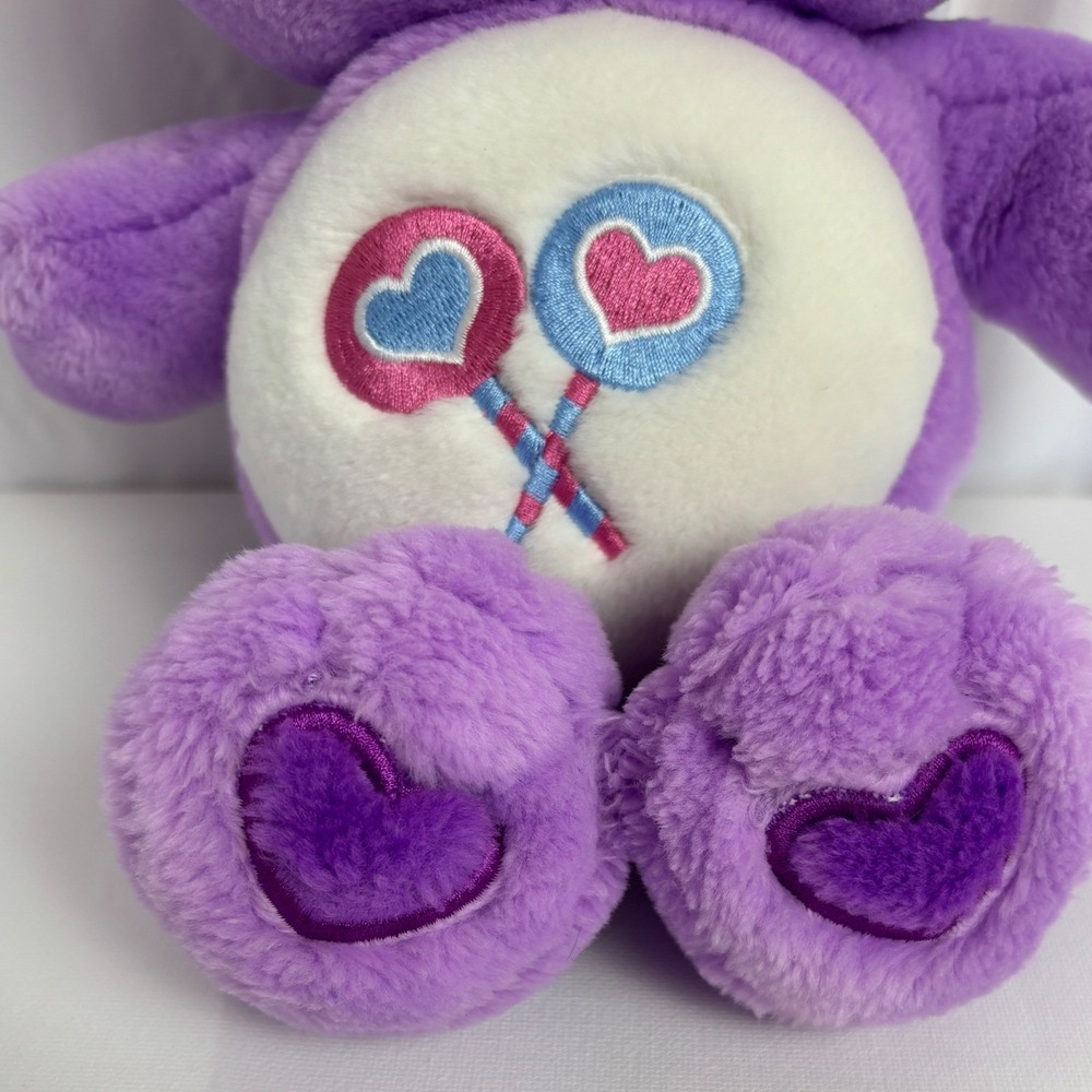 Vintage Care Bears Share Bear Purple Plush 2002 Lollipop 13inch Stuffed Toy Y2K - Picture 11 of 11